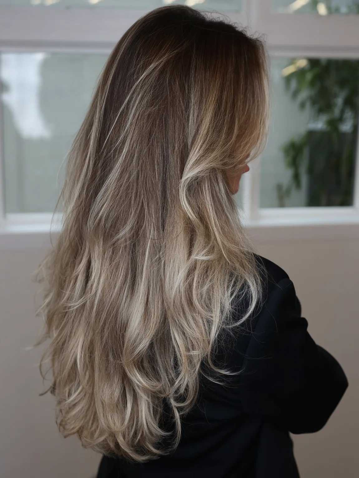 Voluminous Sandy Blonde Long Layers with Natural Lowlights